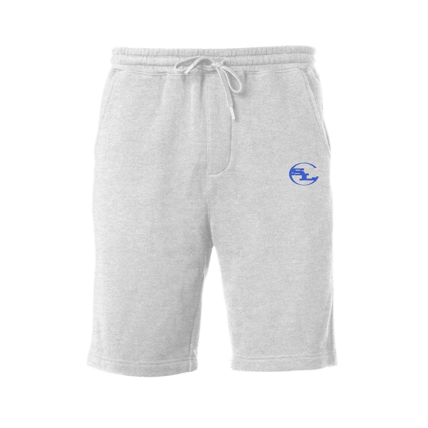 Light grey SLC™ Fleece Shorts by Something Light Clothing, showing the comfortable, soft fabric and relaxed fit.