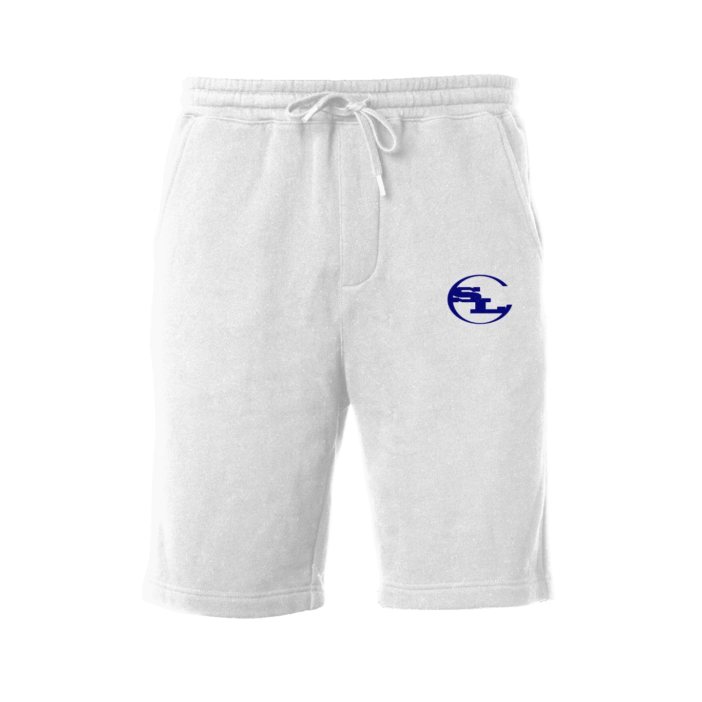 Gray SLC™ Fleece Shorts by Something Light Clothing, featuring a comfortable elastic waistband and soft fleece fabric.