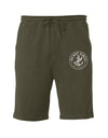 Black SLC™ Heavy Vibes shorts by Something Light Clothing displayed on a hanger, showcasing casual fit and stylish design.