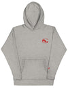 Premium Carbon Grey fleece hooded sweatshirt featuring the SLC OG logo and matching drawstrings