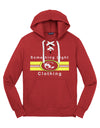 Deep red pullover hooded sweatshirt with front kangaroo pocket