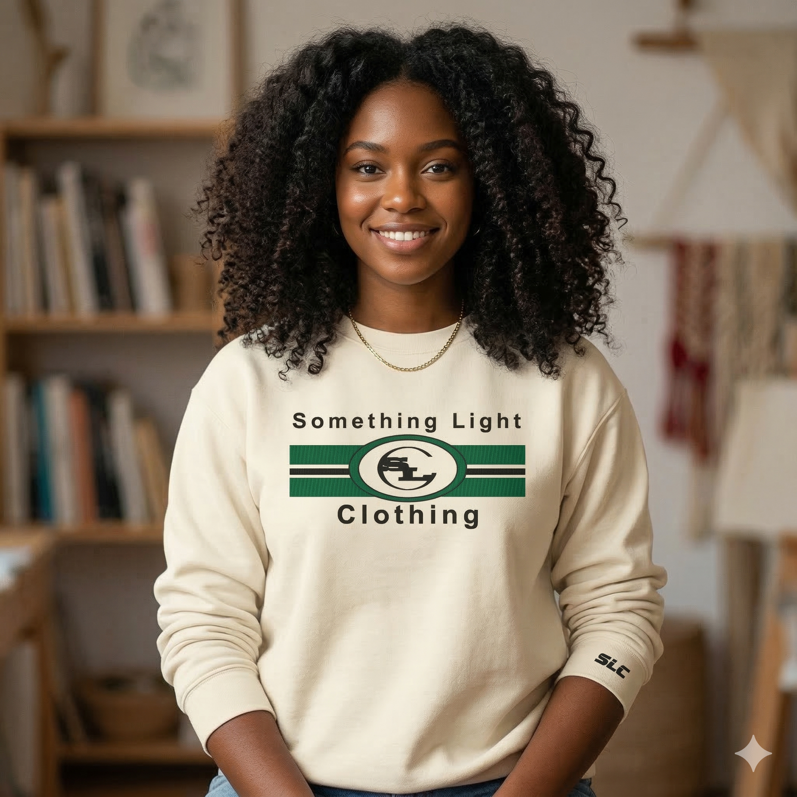 Light gray embroidered SLC™ sweatshirt featuring Gemini design, casual fit, and soft fabric from Something Light Clothing.