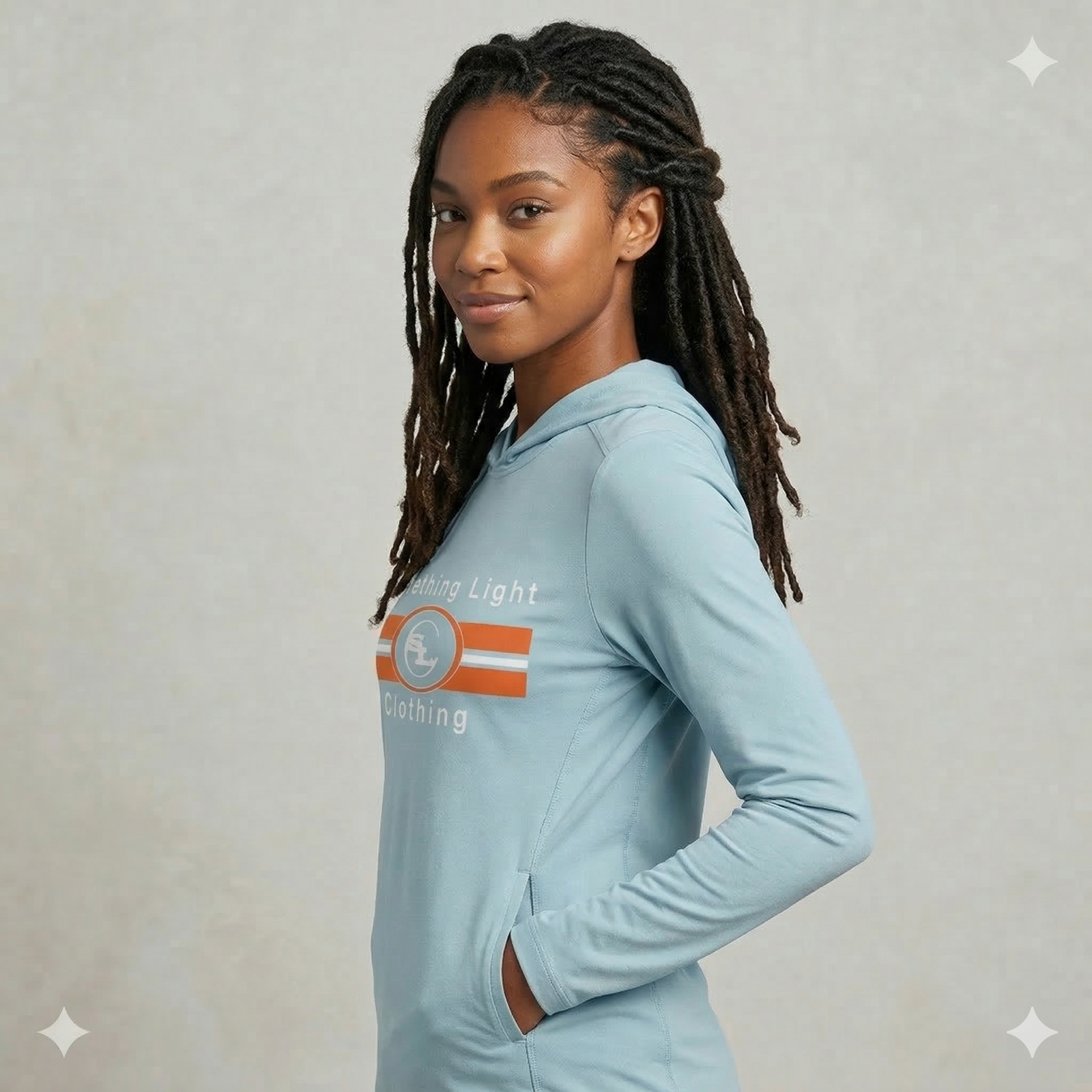 Gray SLC™ Pro Hoodie with printed logo from Something Light Clothing, featuring a comfortable fit and stylish design.