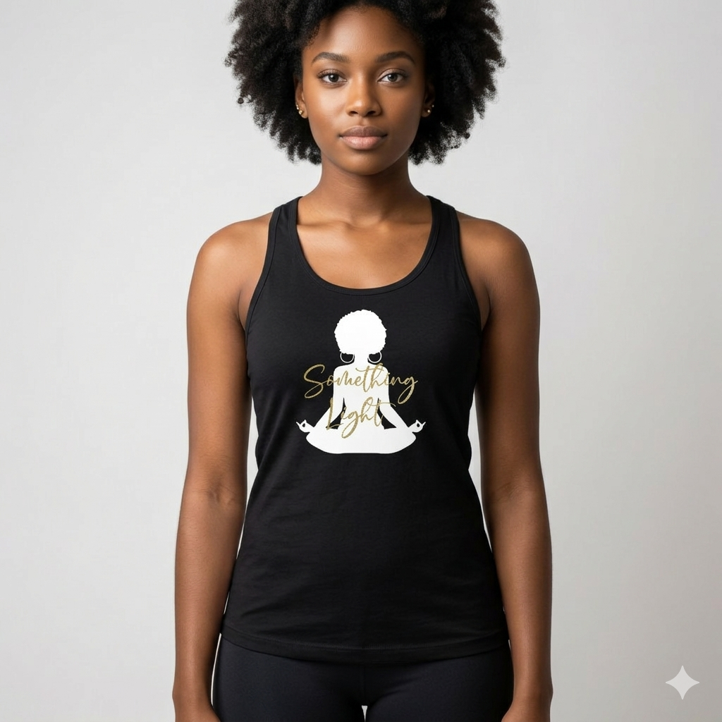Light gray SLC™ Ideal Racerback Tank Top by Something Light, featuring a comfortable fit and stylish sleeveless design.
