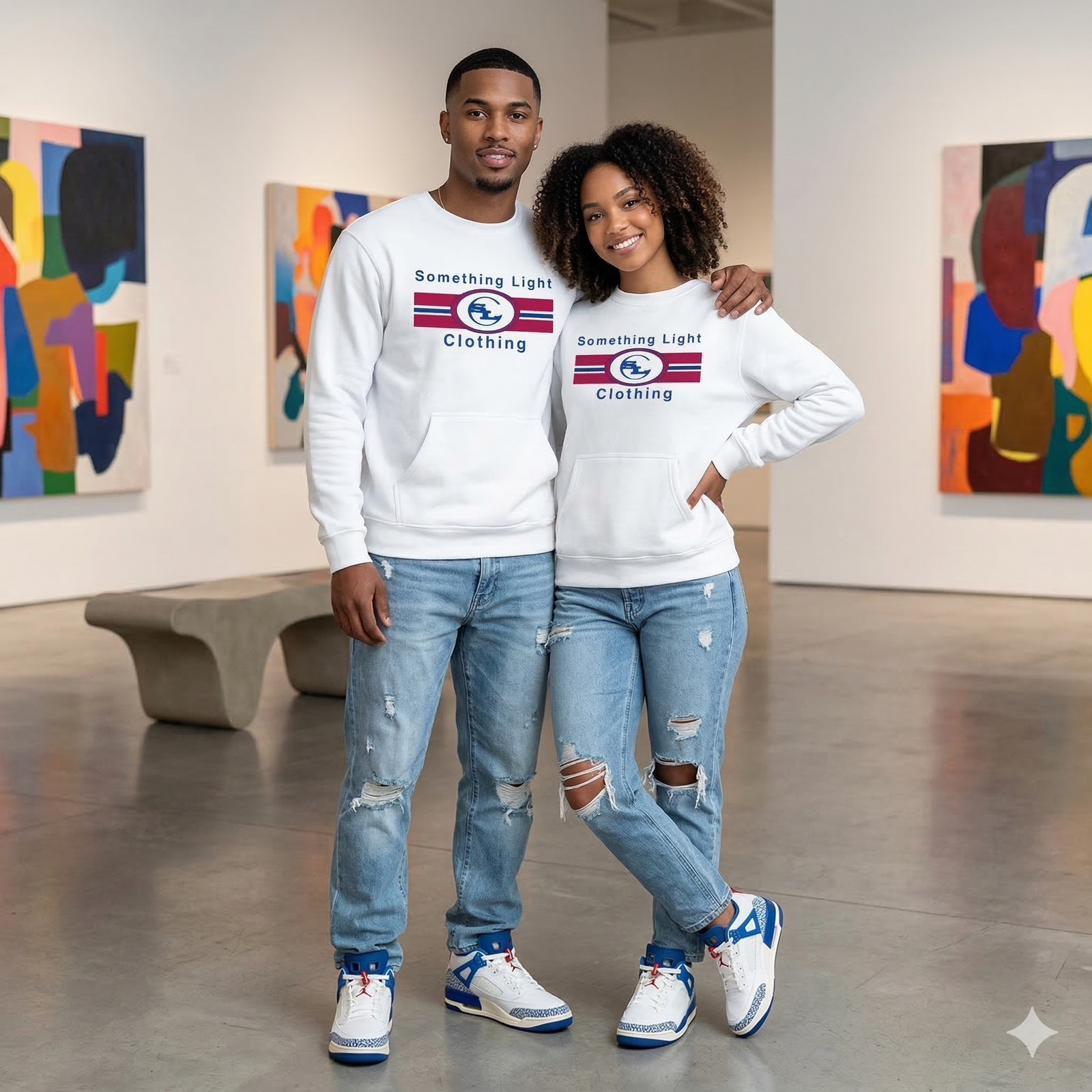 Gray SLC™ Pocket Sweatshirt by Something Light Clothing with a front pocket and relaxed fit, displayed on a neutral background.