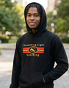 Gray chest logo hoodie from Something Light Clothing featuring a casual fit and a prominent brand logo on the front.