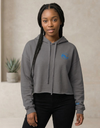 Gray SLC™ Crop Hoodie by Something Light Clothing featuring a relaxed fit and soft fabric, perfect for casual wear.