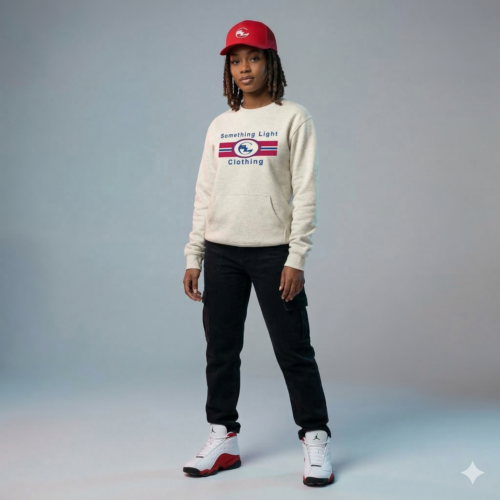 Grey SLC™ Pocket Sweatshirt by Something Light Clothing featuring a cozy fit and front pocket design.