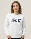 Gray SLC™ Sweatshirt with embroidered logo, featuring a comfortable fit and casual style from Something Light Clothing.