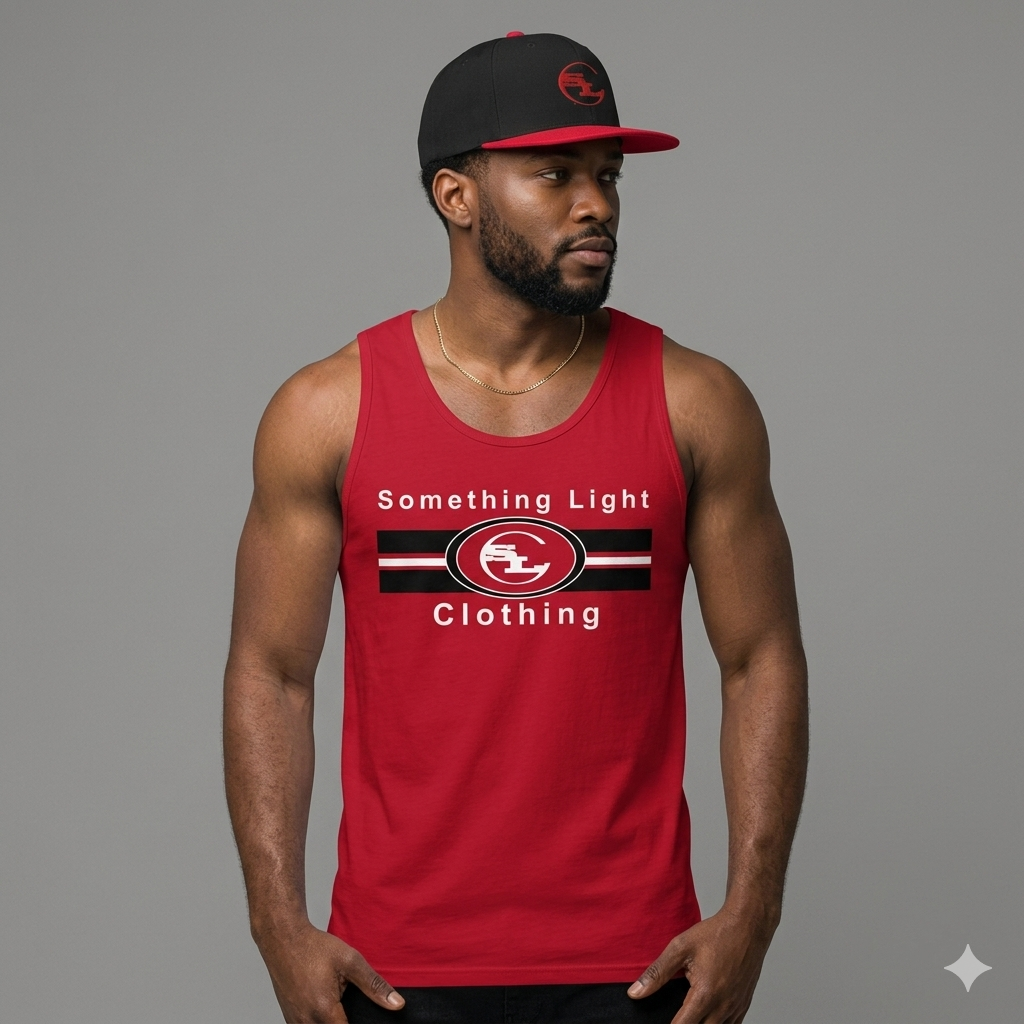Men’s premium tank top by Something Light Clothing, featuring a comfortable fit and casual sleeveless design.
