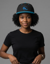 Black SLC™ Snapback Hat with flat brim and adjustable strap, featuring the Something Light Clothing logo on the front.