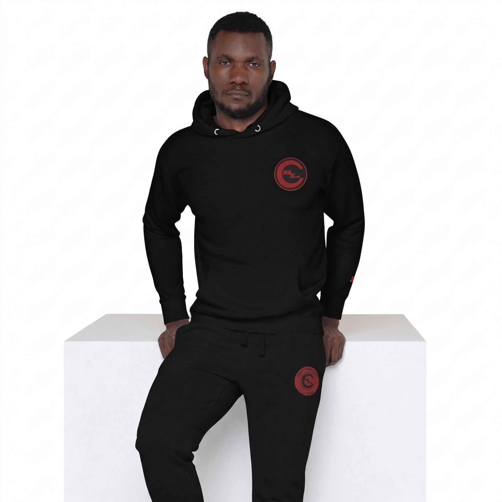 Gray SLC™ 2 Logo Hoodie from Something Light Clothing featuring a front chest logo and soft, comfortable fabric.