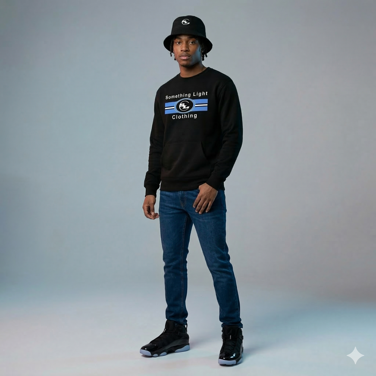 Gray SLC™ Pocket Sweatshirt by Something Light Clothing featuring a front pocket and crew neck style.