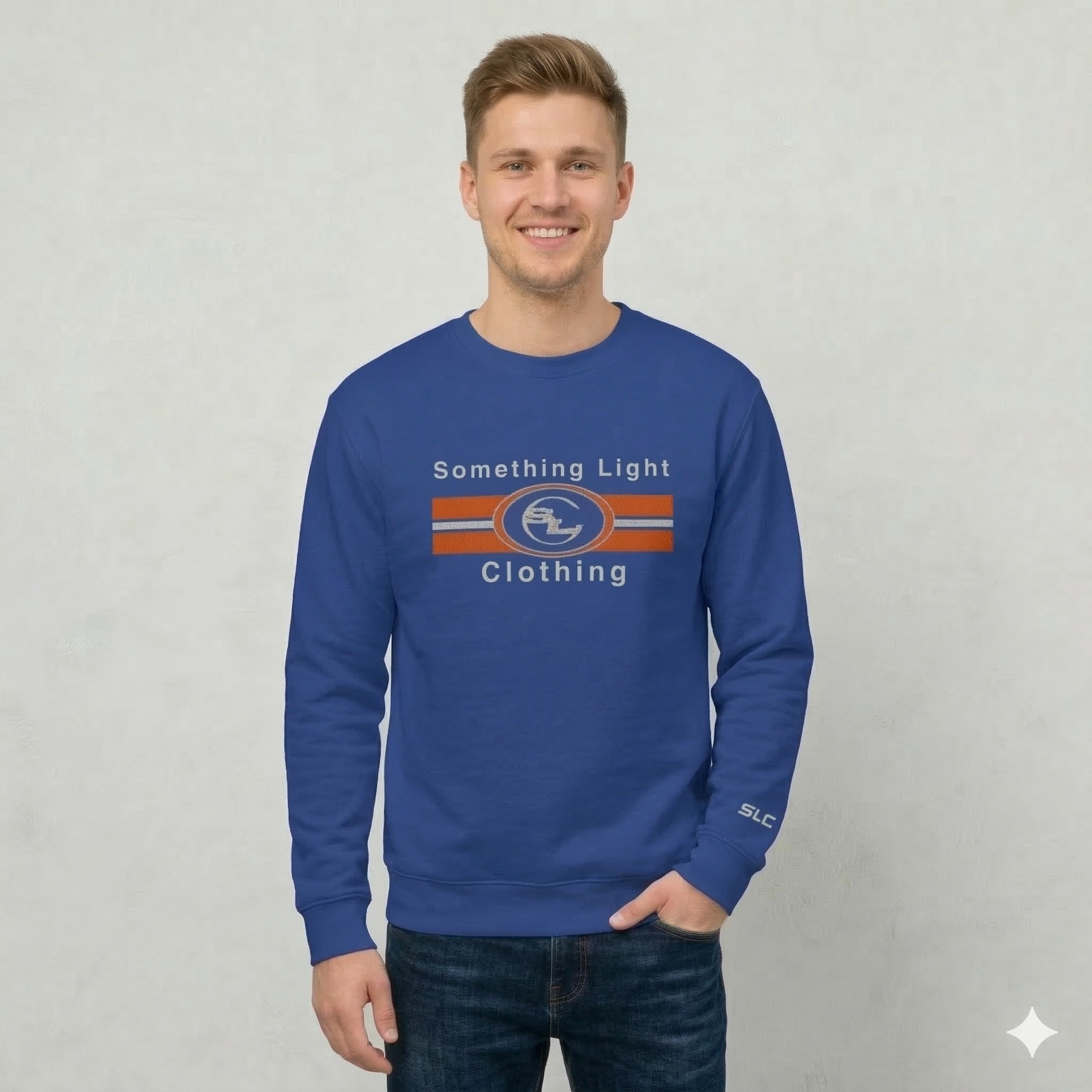 Light gray SLC™ embroidered sweatshirt with a Gemini design, featuring soft fabric and casual fit from Something Light Clothing.