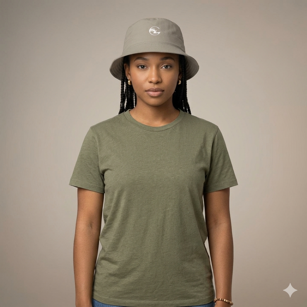 Nylon bucket hat from Something Light Clothing featuring a wide brim and casual style, suitable for sun protection and outdoor wear.