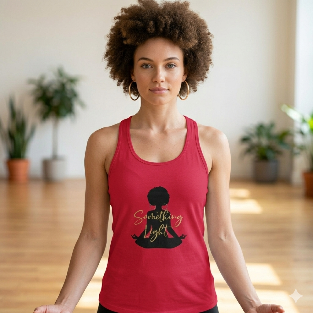 Light purple SLC™ Ideal Racerback Tank Top by Something Light, showing its sleeveless design and comfortable fit.