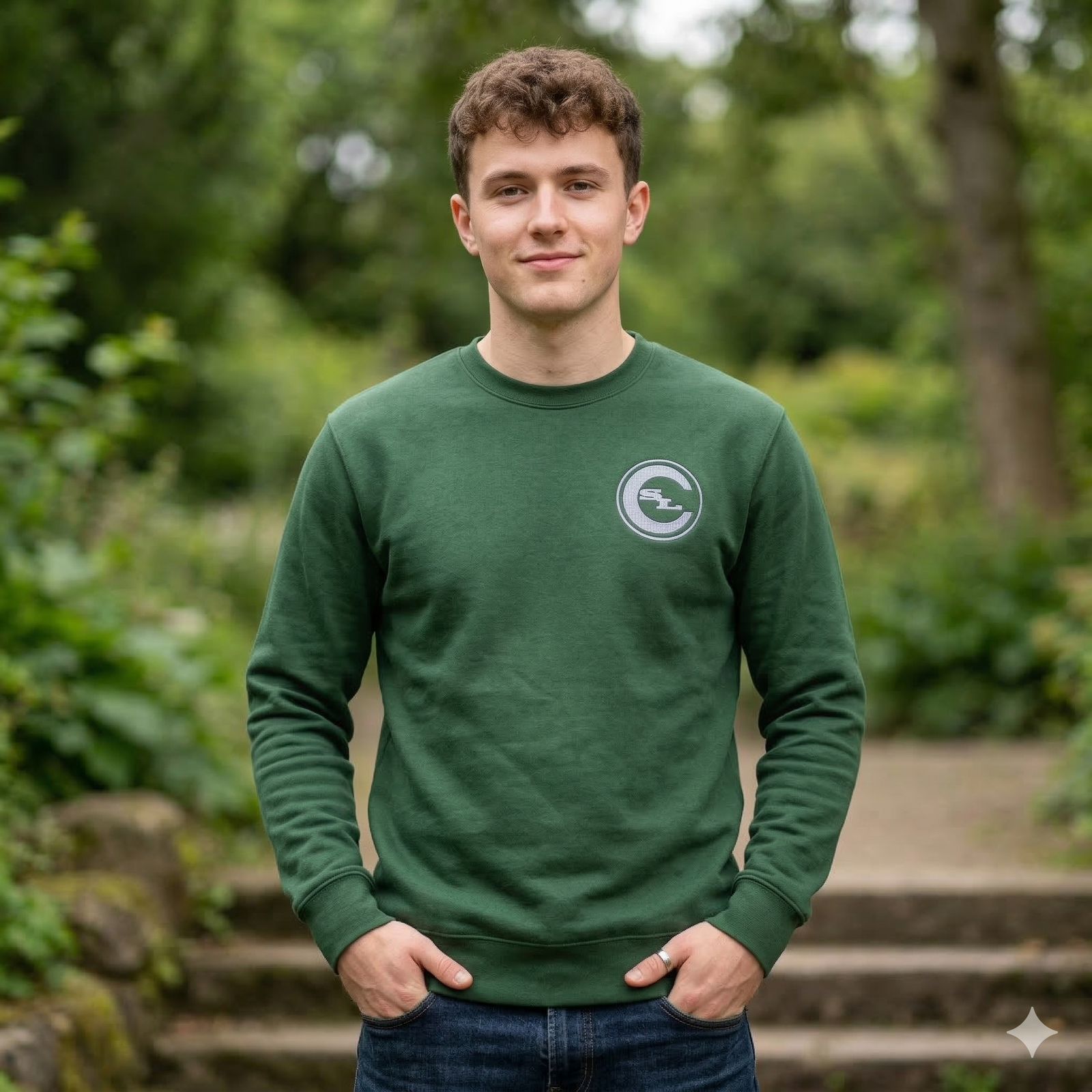 Gray SLC™ Premium Sweatshirt by Something Light Clothing with a relaxed fit and soft fabric, ideal for casual wear.