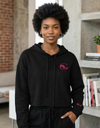 Gray SLC™ Crop Hoodie by Something Light Clothing, featuring a relaxed fit and soft fabric, displayed on a plain background.