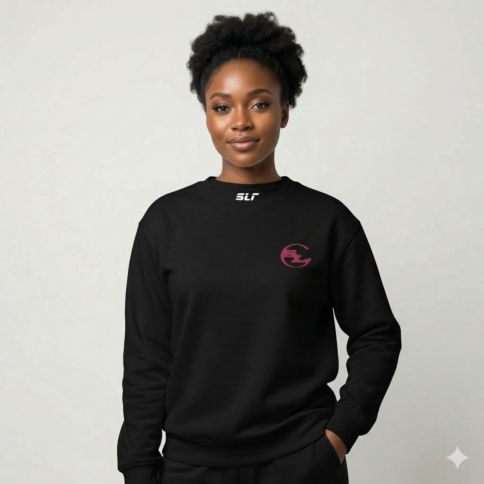Gray SLC™ Premium Sweatshirt by Something Light Clothing, featuring a comfortable fit and minimalist design.