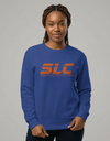 Gray SLC™ sweatshirt with embroidered logo from Something Light Clothing, featuring a comfortable fit and casual style.