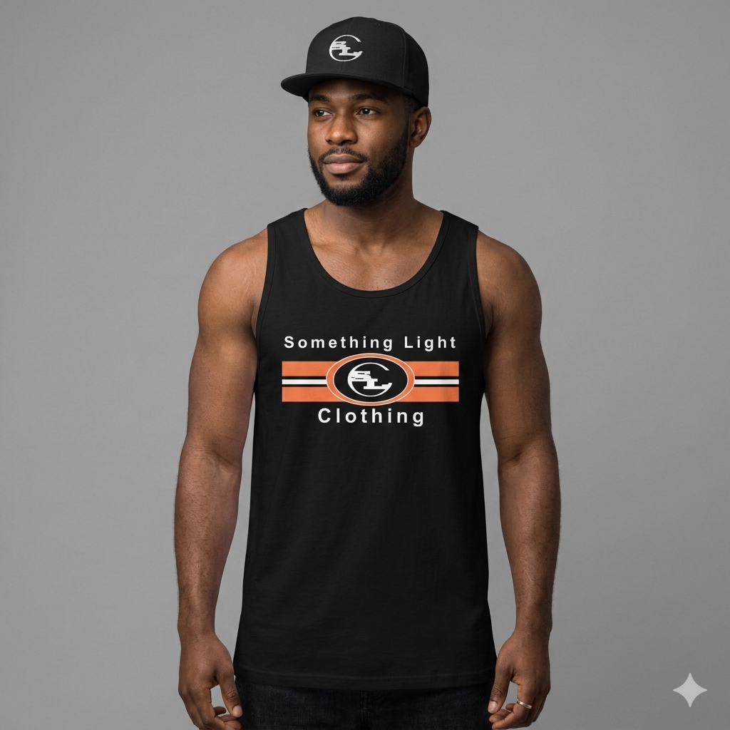 Men's premium tank top from Something Light Clothing, featuring a stylish Gemini design on lightweight fabric.