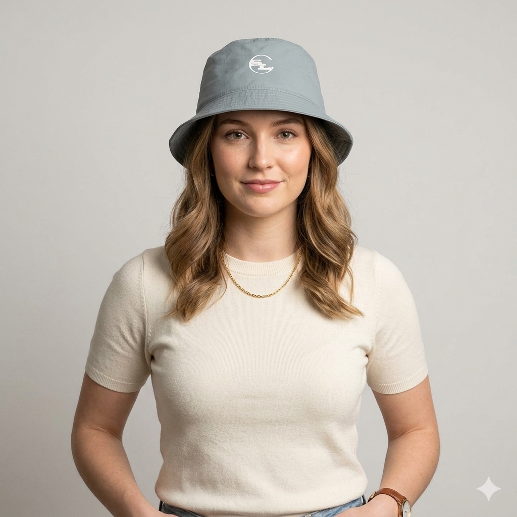 Nylon bucket hat from Something Light Clothing featuring a wide brim and casual style, ideal for sun protection and outdoor wear.