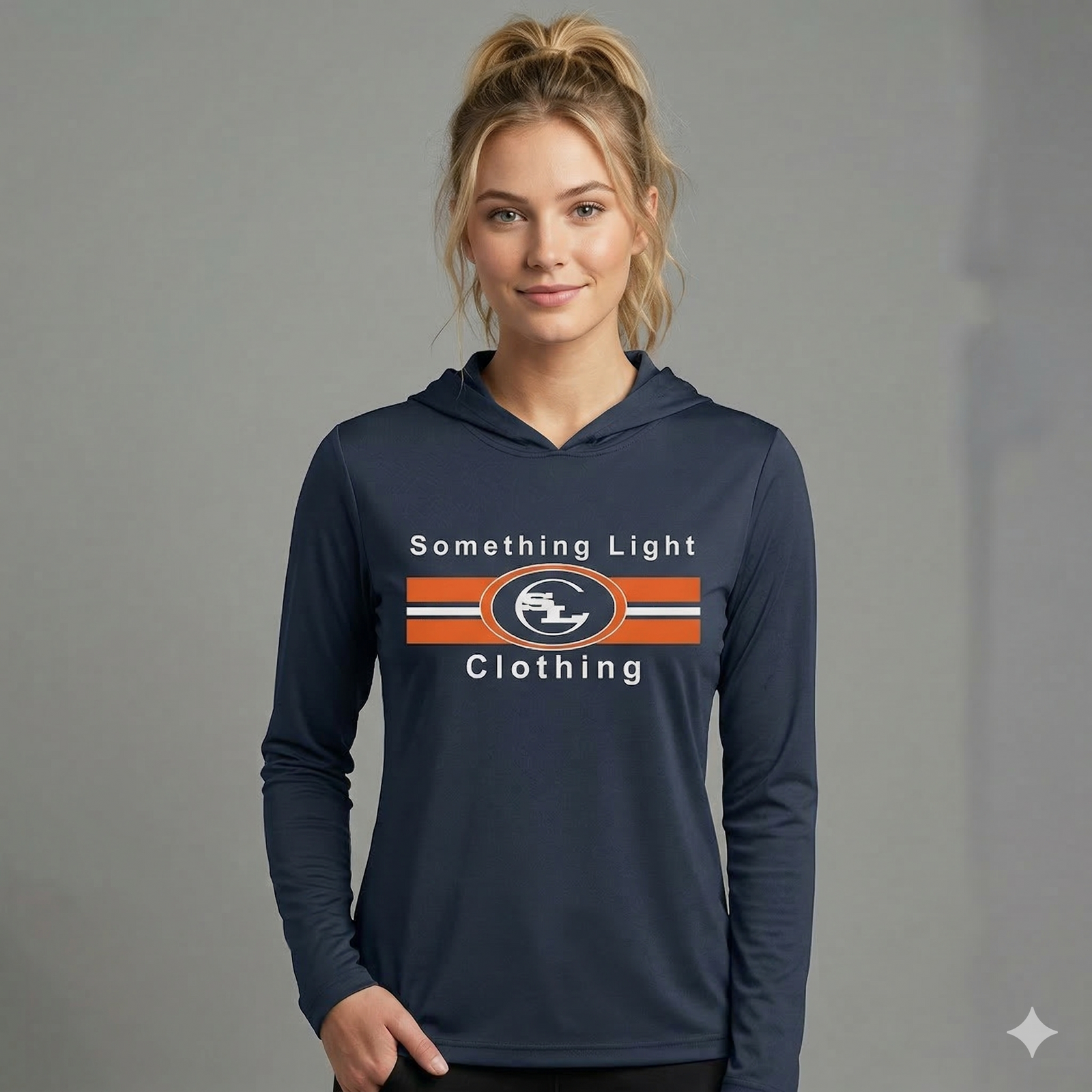 Gray SLC™ Pro Hoodie from Something Light Clothing with printed logo, featuring a comfortable hooded design and casual fit.