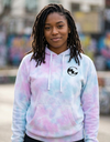 SLC™ Tie Dye Cotton Candy hoodie featuring vibrant tie-dye pattern, soft cotton fabric, and the Something Light Clothing brand logo.