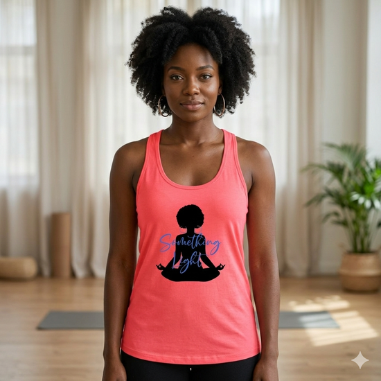 Something Light SLC™ Ideal Racerback Tank top, soft fabric, sleeveless design, casual fit, perfect for activewear or everyday wear.