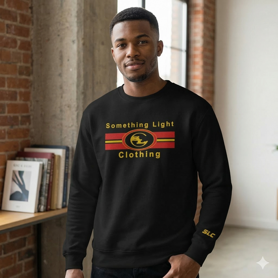 Embroidered Gemini design on the SLC™ Embroidered Sweatshirt from Something Light Clothing, showcasing cozy fabric and detailed embroidery.