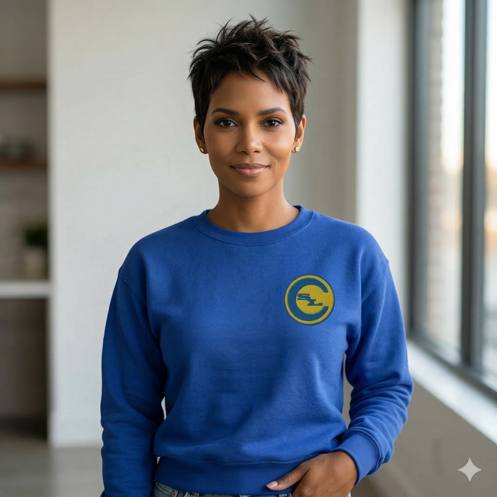 Gray SLC™ Premium Sweatshirt by Something Light Clothing, soft fabric, relaxed fit, displayed on a hanger.