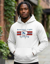 Gray chest logo hoodie from Something Light Clothing, featuring a stylish graphic design on the front.
