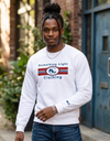 Light gray chest logo sweatshirt from Something Light Clothing featuring a stylish Gemini-themed graphic on the front.