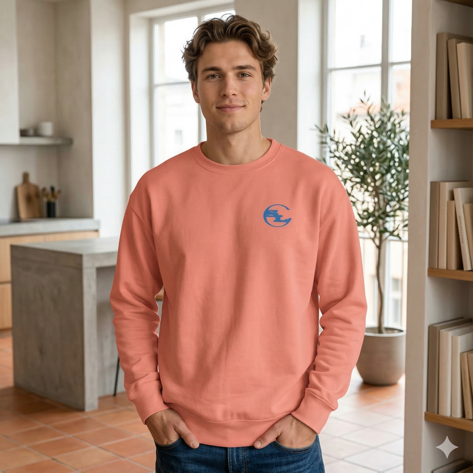 Gray SLC™ Premium Sweatshirt by Something Light Clothing, featuring a cozy, casual fit with a soft fabric texture.