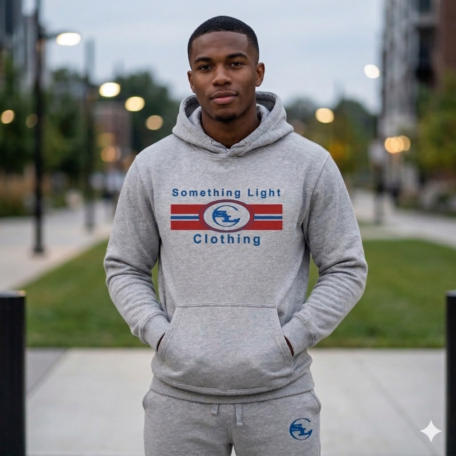 Gray sweatpants from Something Light Clothing featuring a relaxed fit and elastic waistband, ideal for casual wear and comfort.