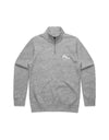 Gray pullover with a small logo on a white background