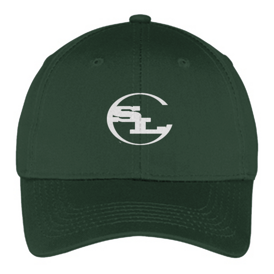 Hunter green adjustable youth cap with SLC logo and structured mid-profile fit
