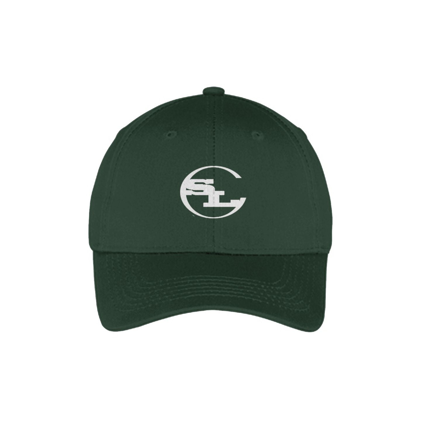 Hunter green adjustable youth cap with SLC logo and structured mid-profile fit