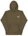 Premium Military Green fleece hooded sweatshirt featuring the SLC OG logo and matching drawstrings