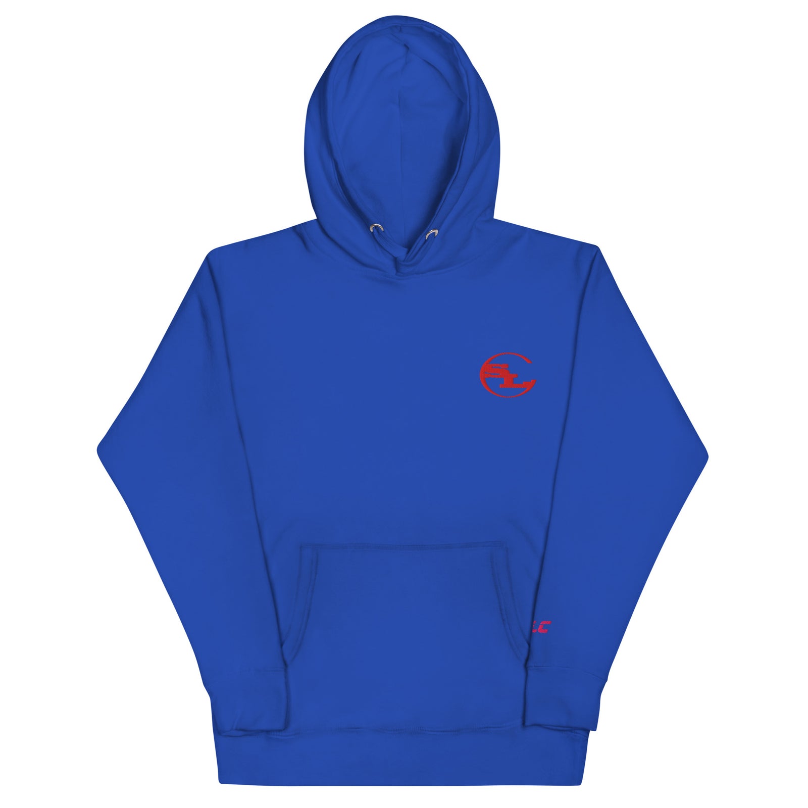 Premium Royal Blue fleece hooded sweatshirt featuring the SLC OG logo and matching drawstrings