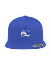 A royal blue flat-brim snapback hat by Something Light Clothing. The front features a centered, white embroidered circular "SLC" monogram logo. An authentic "The Authentic Yupoong Snapback" silver sticker is visible on the top of the brim.