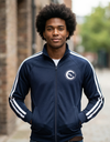 Classic navy SLC™ Track Jacket by Something Light Clothing, featuring a sleek design and comfortable fit.