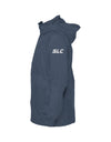 Side view of the dark navy SLC™ Youth Jacket by Something Light Clothing, featuring a sporty design and lightweight material.