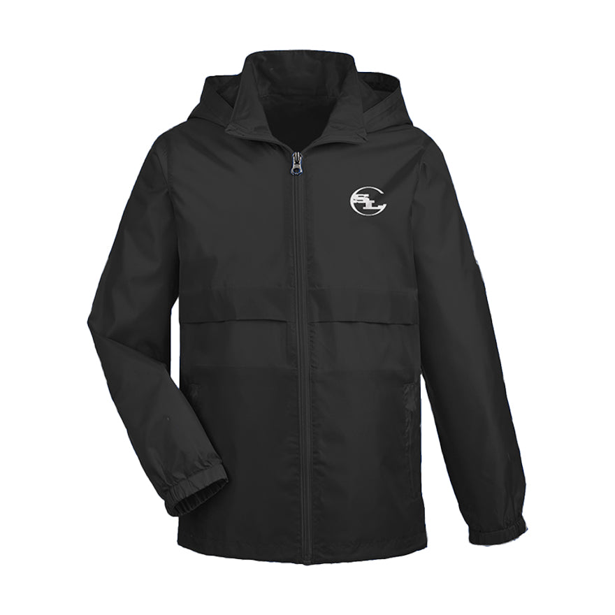 Black SLC™ youth jacket from Something Light Clothing, featuring a sporty design and lightweight fabric for active wear.