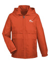 Bright orange SLC™ Youth jacket by Something Light Clothing, showing a sporty outdoor jacket with a front zipper and hood.