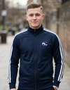 Navy SLC™ OG Logo Track Jacket hoodie from Something Light Clothing, featuring a front logo and sporty design.