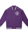 Black SLC™ Zip Bomber Jacket from Something Light Clothing, featuring a front zipper, ribbed cuffs, and a casual fit.
